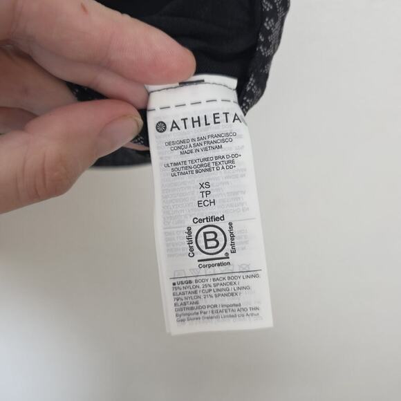 Athleta Grey Black Fitness Workout Padded Ultimate Textured Sports Bra Size XS - Picture 7 of 9